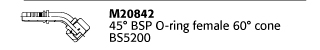 M20842 45° BSP O-ring female 60° cone BS5200