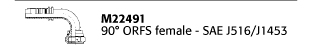 M22491 90° ORFS female - SAE J516/J1453