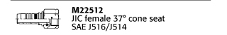 M22512 JIC female 37° cone seat SAE J516/J514