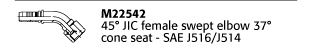 M22542 45° JIC female swept elbow 37° cone seat - SAE J516/J514