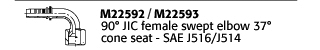 M22593 90° JIC female swept elbow 37° cone seat - SAE J516/J514