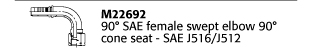 M22692 90° SAE female swept elbow 90°cone seat - SAE J516/J512