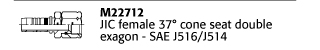 M22712 JIC female 37° cone seat double exagon - SAE J516/J514