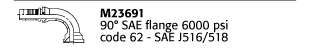 M23691 90° SAE flange 6000 psi code 62 - SAE J516/518