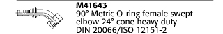 M41643 90° Metric O-ring female swept elbow 24° cone heavy duty DIN 20066/ISO 12151-2