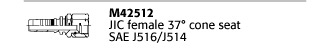 M42512 JIC female 37° cone seat SAE J516/J514