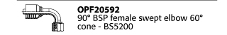OPF20592 90° BSP female swept elbow 60° cone - BS5200