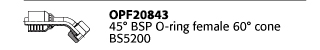 OPF20843 45° BSP O-ring female 60° cone BS5200