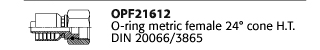 OPF21612 O-ring metric female 24° cone H.T. DIN 20066/3865