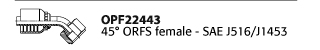 OPF22443 45° ORFS female - SAE J516/J1453