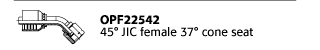opf22542 45° JIC female 37° cone seat