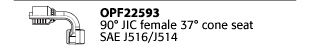 OPF22593 90° JIC female 37° cone seat SAE J516/J514