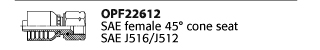 OPF22612 SAE female 45° cone seat SAE J516/J512