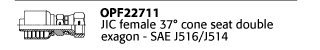 OPF22711 JIC female 37° cone seat double exagon - SAE J516/J514