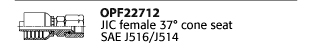 OPF22712 JIC female 37° cone seat SAE J516/J514