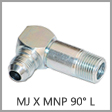 2501-L - Male JIC 37 Degree Flare x Long Male NPT 90 Degree Steel Elbow Adapter