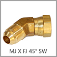 B6502 - Male JIC 37 Degree Flare x Female JIC 37 Degree Flare Swivel 45 Degree Brass Elbow Adapter