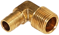 FBE-F - Forged Brass Flat Hose Barb to Male NPT 90 Degree Elbow