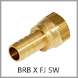 FJS - Brass Flat Hose Barb to Female JIC 37 Degree Flare Swivel Adapter
