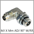 M6801-NWO-RR - Male JIC 37 Degree Flare x Male Adjustable Metric Thread 90 Degree Steel Elbow with Retaining Ring