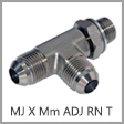 M6804-NWO-RR - Male JIC 37 Degree Flare x Male Adjustable Metric Thread Steel Run Tee with Retaining Ring