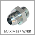 MBP6400-O-RR - Male JIC 37 Degree Flare x Male BSPP Steel Adapter with Retaining Ring