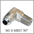 MBT2501 - Male JIC 37 Degree Flare x Male BSPT 90 Degree Steel Elbow