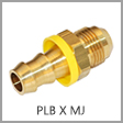 PLJ - Brass Push-On Hose Barb x Male JIC 37 Degree Flare Fitting