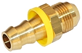 PLJ - Brass Push-On Hose Barb x Male JIC 37 Degree Flare Fitting