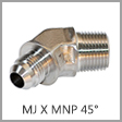 SS2503 - Male JIC 37 Degree Flare x Male NPT 45 Degree Stainless Steel Elbow Adapter