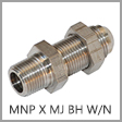 SS2701-LN - Male NPT x Male JIC 37 Degree Flare Bulkhead Stainless Steel Adapter with Lock Nut