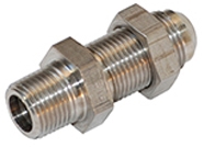 SS2701-LN - Male NPT x Male JIC 37 Degree Flare Bulkhead Stainless Steel Adapter with Lock Nut