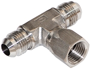 SS6600 - Male JIC 37 Degree Flare x Female JIC 37 Degree Flare Swivel Stainless Steel Branch Tee